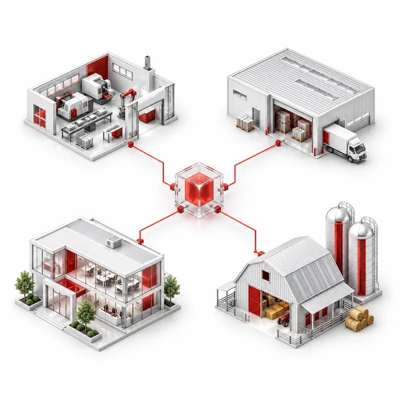 Manufacturing, distribution, property services, and agriculture connected through one shared operational system
